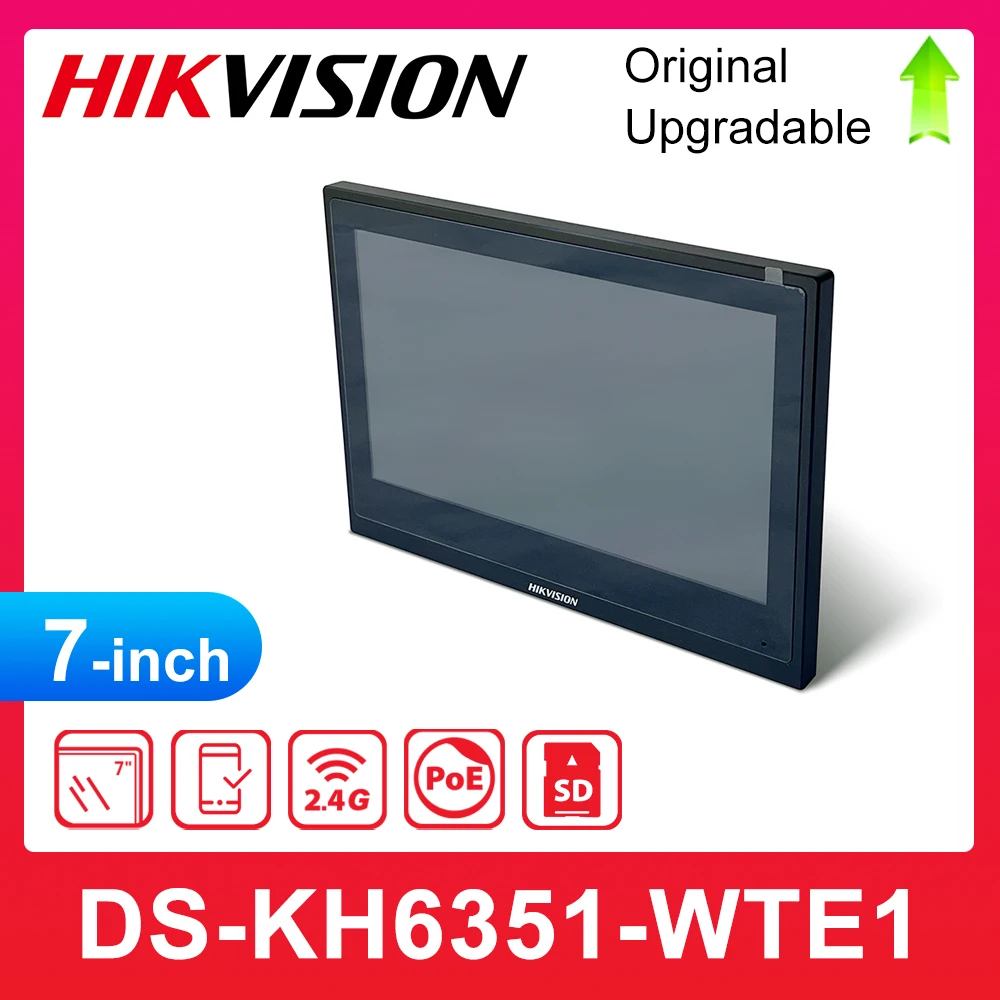 

Hikvision DS-KH6351-WTE1 Video Intercom IP-Based Indoor Station 7-Inch IPS Touch Screen Standard POE WIFI Wireless Monitor