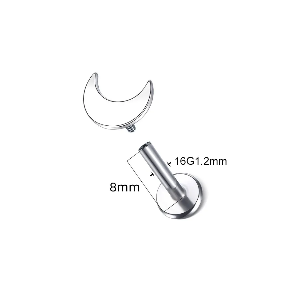 1PC Implant Grade Titanium Monroe Piercing Heart Star Stud Earring Internally Threaded Helix Tragus Labret Piercing Body Jewelry