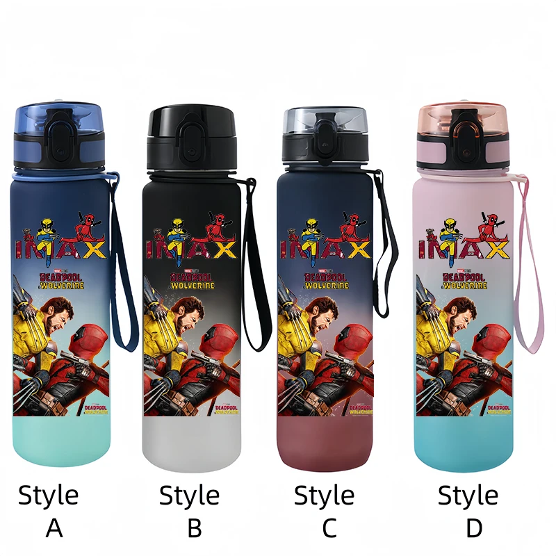 Marvel Deadpool and Wolverine Water Cup Outdoor Sports 650ml Large Capacity Water Bottle Gift Student High-Looking Straight Cup