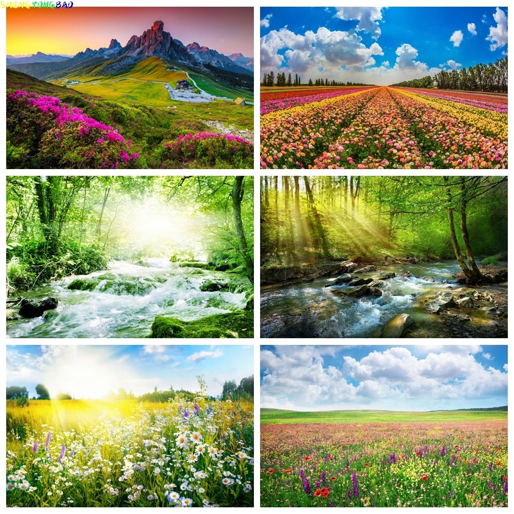 

Spring Natural Scenic Backdrops Garden Grassland Trees Landscape Newborn Portrait Photography Backgrounds For Photo Studio