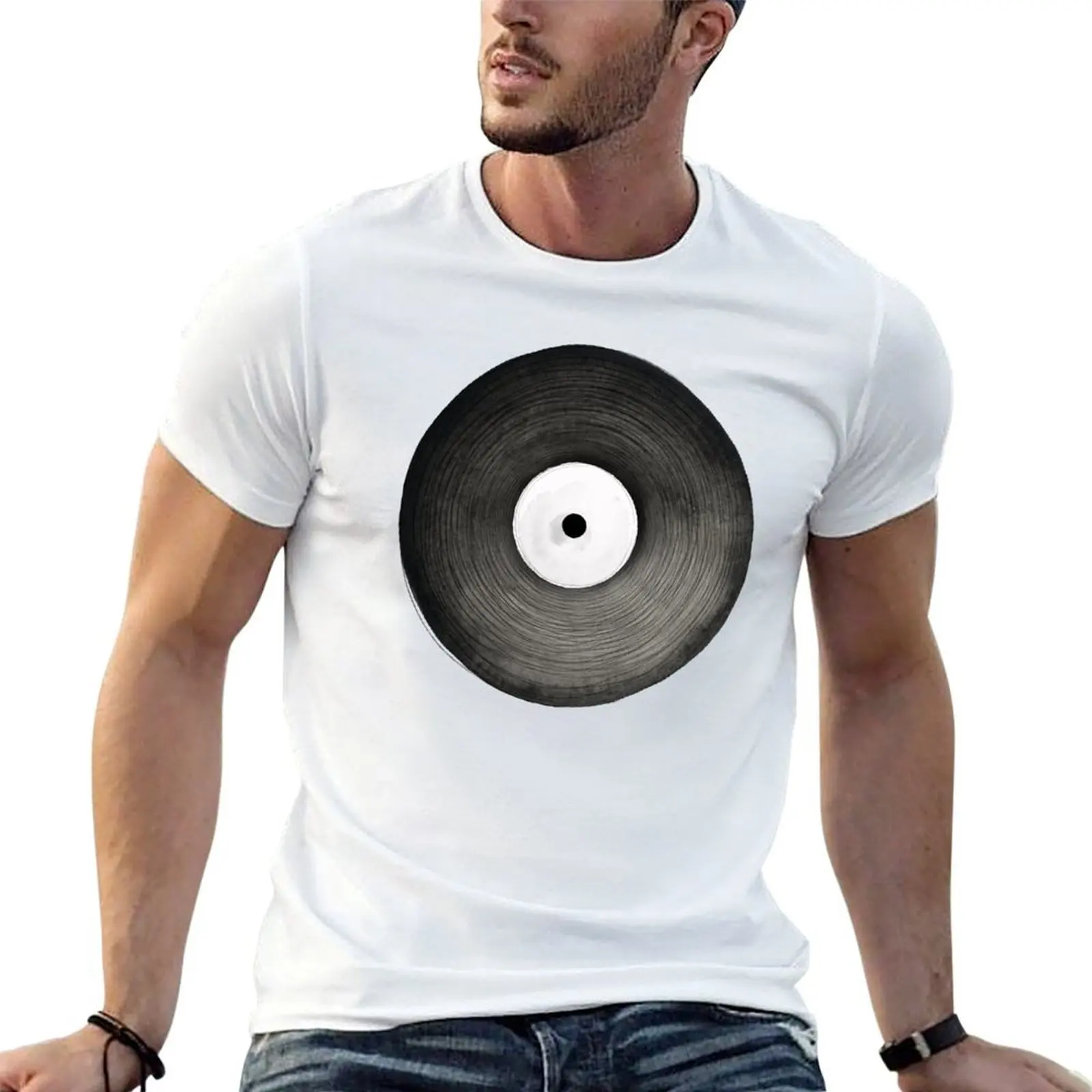 Vinyl junkie T-Shirt Trendy Print Short Sleeve T-Shirt