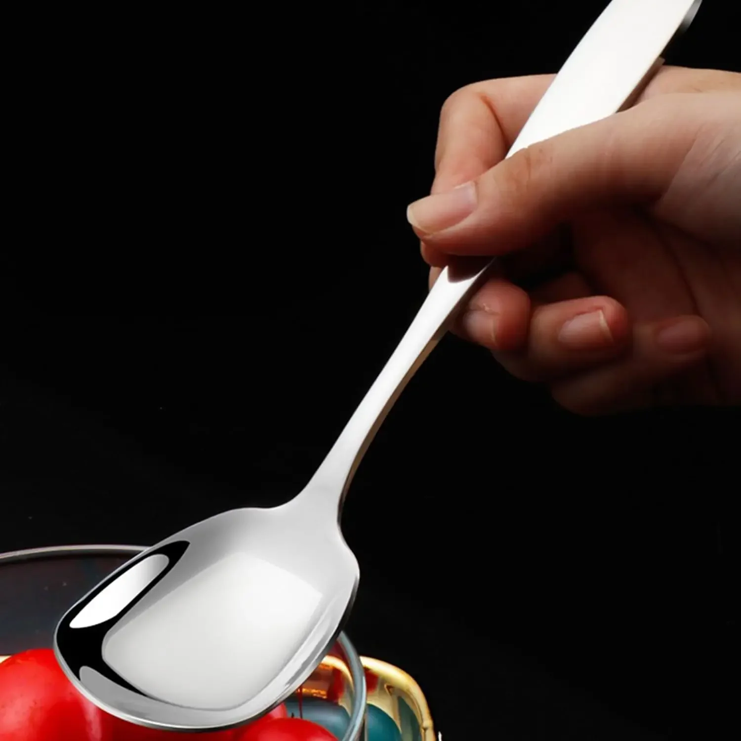 Stainless Steel Gorgeous Round Spoon, Stainless Steel Dining Spoon, Kitchen Tool Dishwasher, Washable, Fine Mirror Polishing