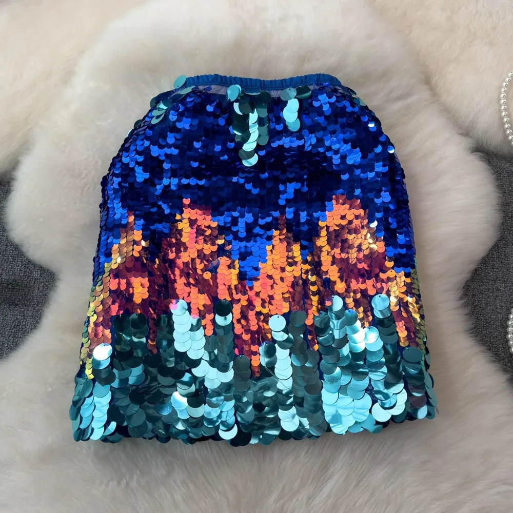 

Shiny Sequin Sparkle Fashion Skirt for Women Y2k High Waist Bodycon Skirtrs 2025 Summer New Slim Fit