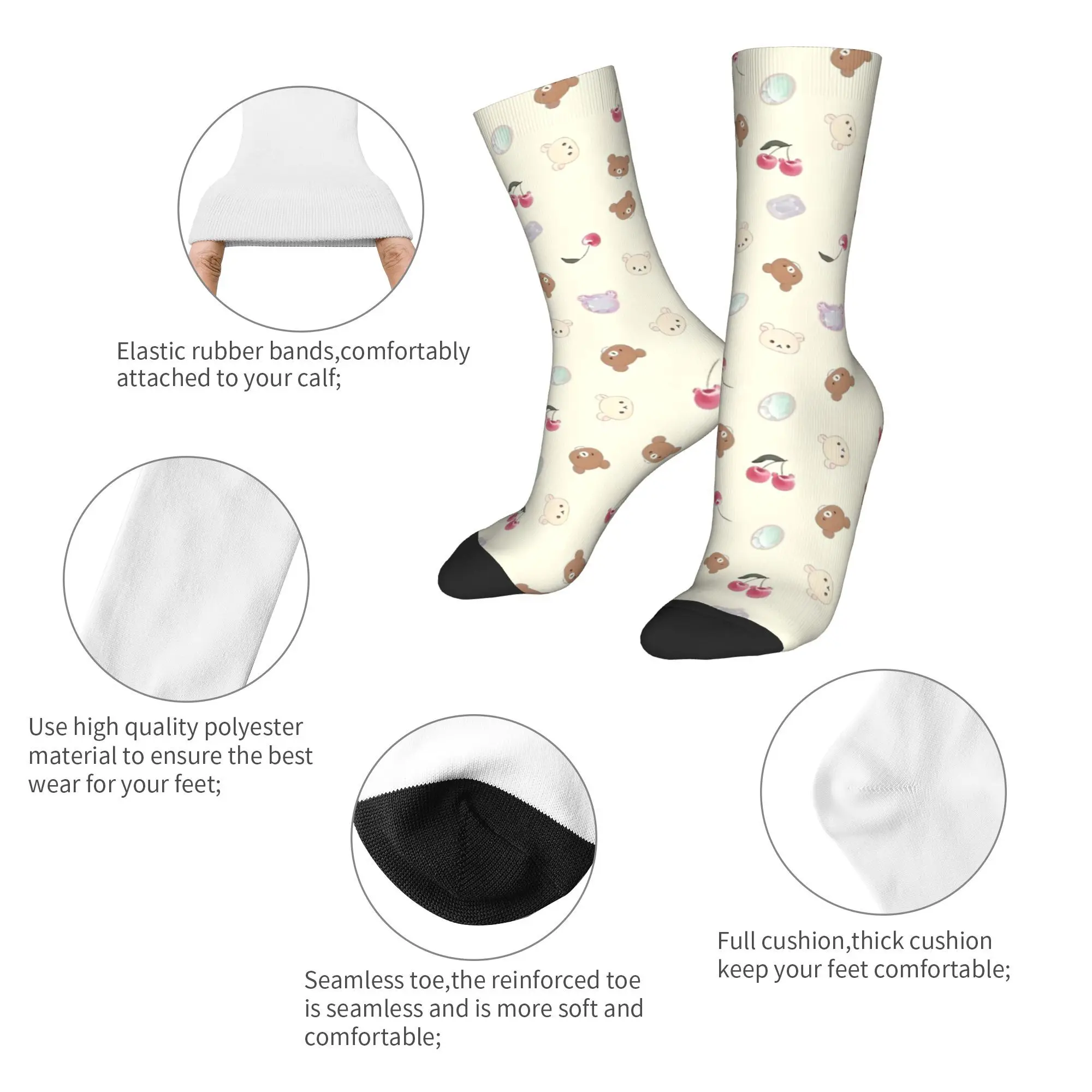 Happy Funny Men's Socks Casual Rilakkuma Cartoon Sock Polyester  Sport Women's Socks Spring Summer Autumn Winter