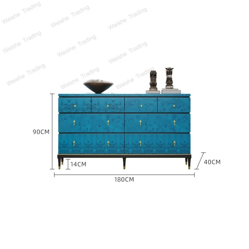 Light luxury eight-bucket cabinet villa living room storage locker modern simple solid wood side cabinet drawer cabinet