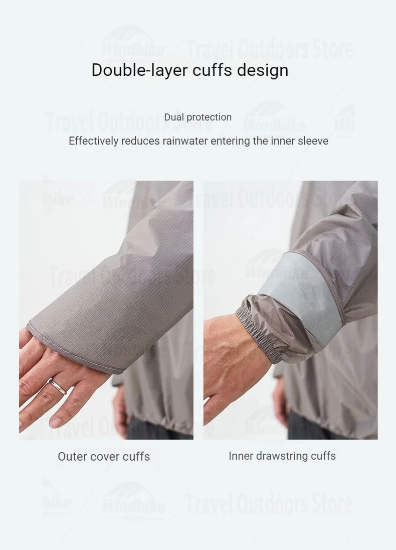 3F UL GEAR M/L Outdoor-Regenbekleidung, zweiteiliger Regenmantel und Regenhose aus Nylon zum Wandern, Radfahren, Offroad-Bergsteigen, regenfest – Detail 9
