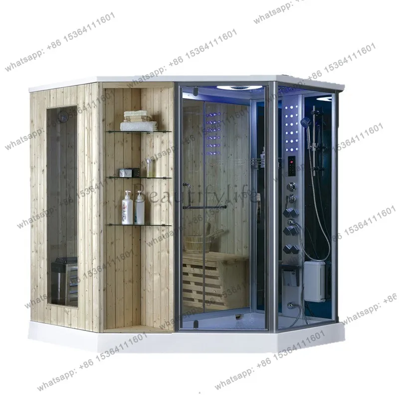 Modern Sauna Steam Room with Light Wave Therapy and Multifunctional Design