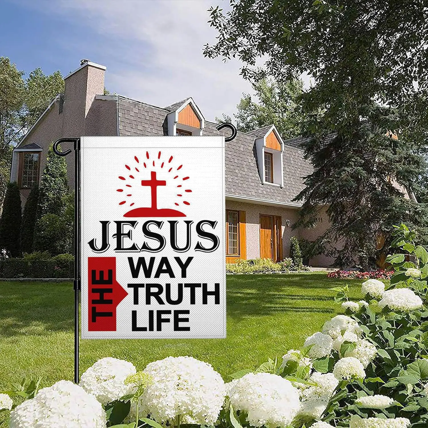 Jesus The Way Truth Life Garden Flag Christian Jesus American Garden Flags for Outside 12x18 Inch Double Sided Outdoor Faith jjp