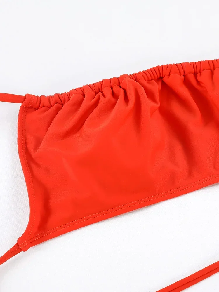 2025 traje de baño rojo de una pieza, traje de baño para mujer, Monokini liso con espalda descubierta, traje de baño calado, traje de baño Sexy de una pieza 2024