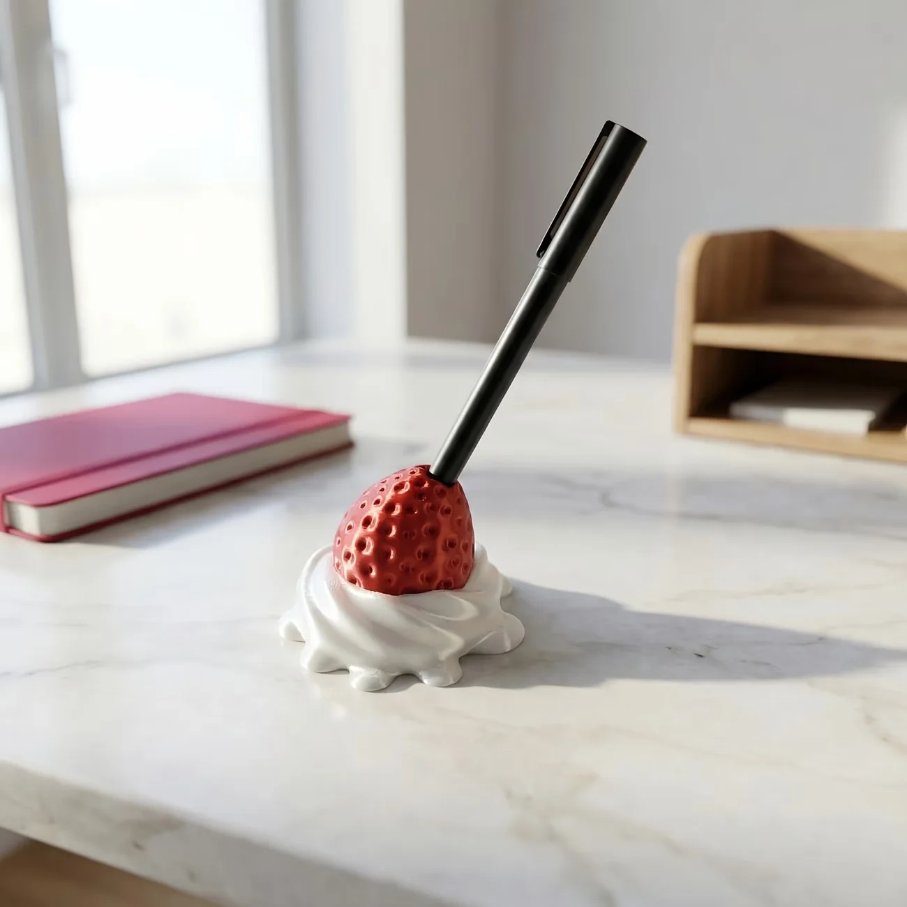 1/3 Pcs Cute Strawberry Cream Pen Holder Sweet Fruit Design Desktop Storage Home Office Aesthetics Desktop Decoration Ornament