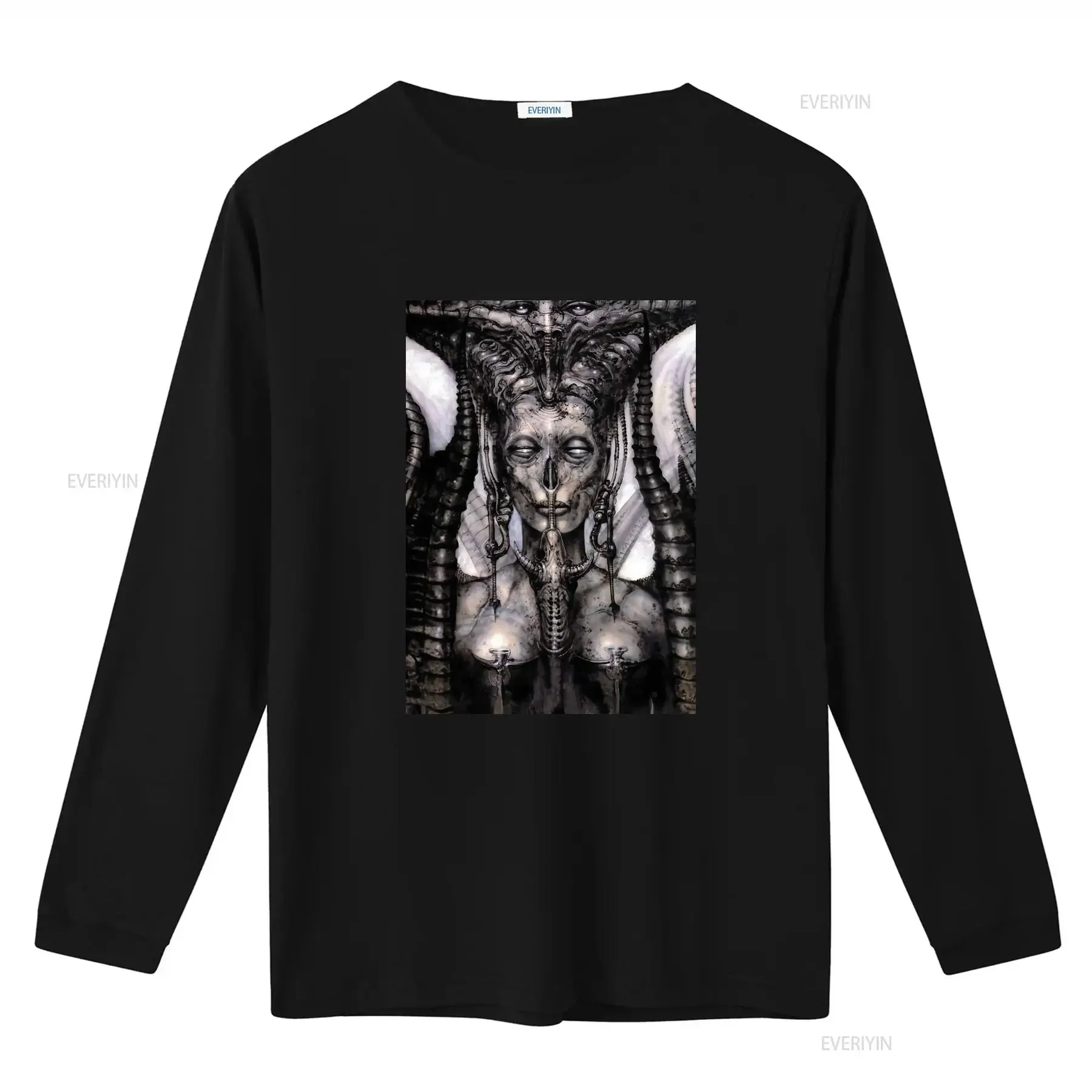 HR Giger Alien Inspired T Shirt for Holiday Unique Sci Fi Art Print vintage Washed streetwear Soft homme Stretched Casual