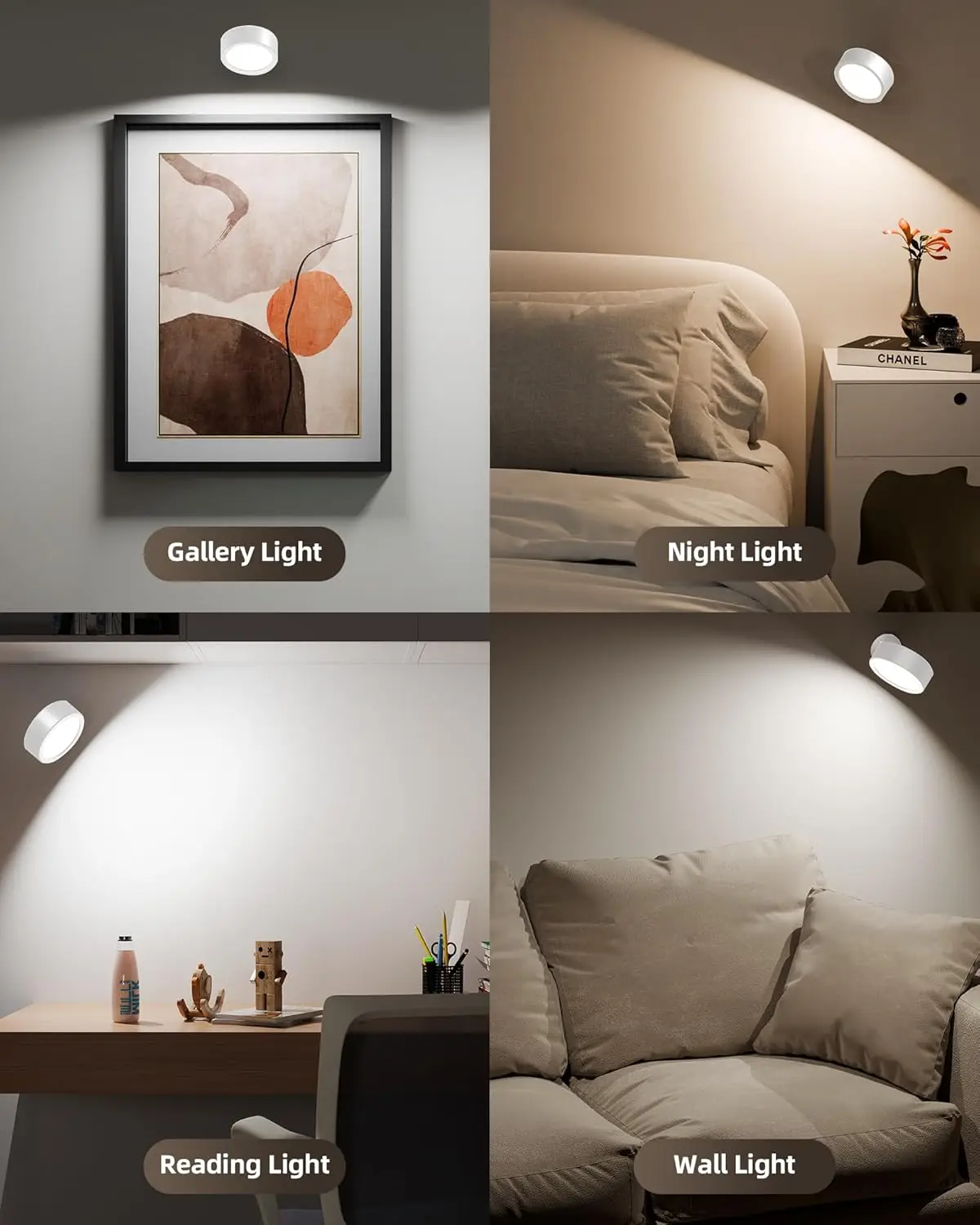 Magnetic LED Wall Light Night Dimmable Magnetic Picture Lights 360° Rotation Touch Remote Control Cabinet Spotlight Night Lamp