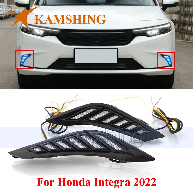 CAPQX 1pair LED Daytime Running Light For Honda Integra 2022 DRL Day Light Foglamp Fog lamp Turn Signal Light
