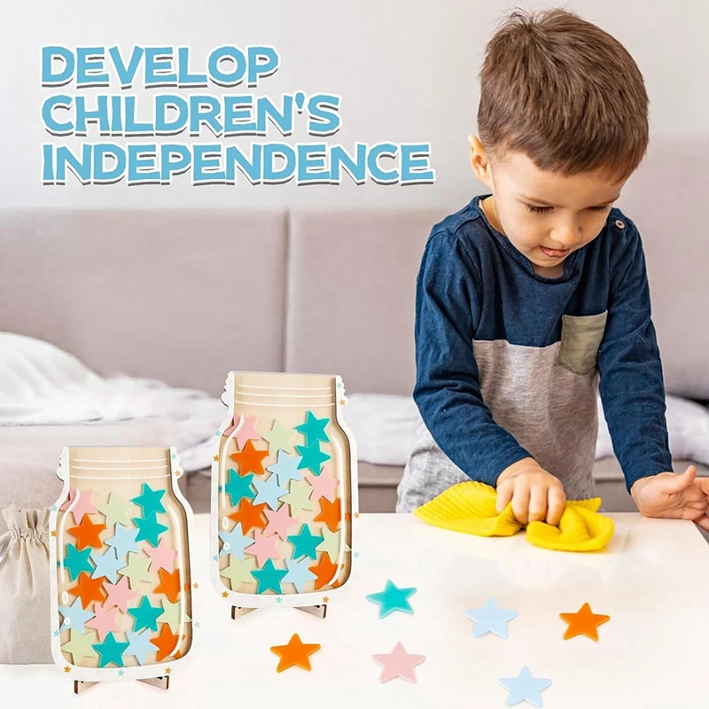 Reward Jar Wood Reward Jar For Toddlers, Star Jar Reward System, Kids Reward Board, Classroom Management Tools