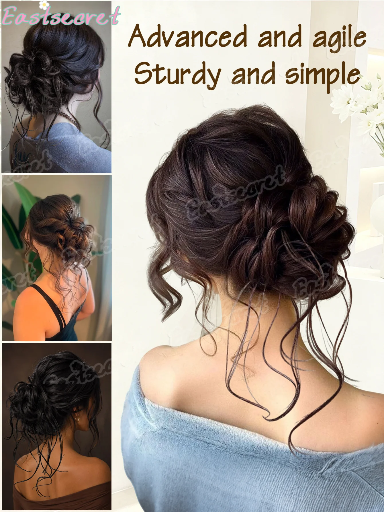 EAST 1pc Maruko Head Wig Female Self winding Threaded Flower Bud Head Increased Volume Fluffy Synthetic Wig Package