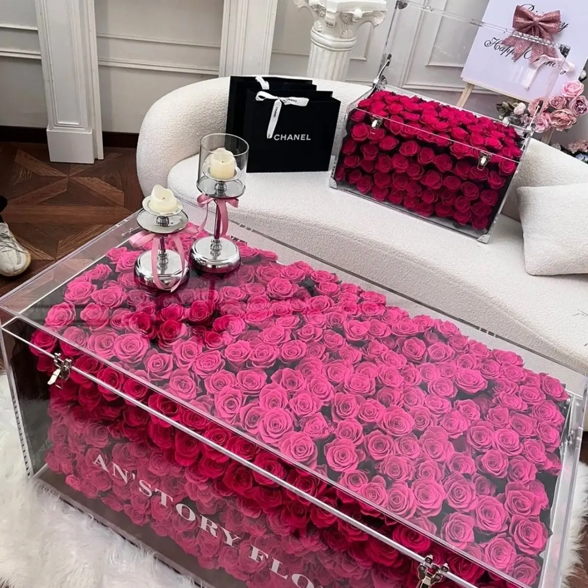 Coffee table giant suitcase high value light luxury finished product home gift