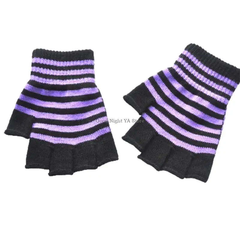 Sarung Tangan Rajutan Musim Dingin Setengah Finger Mitten Sarung Riding Color Color Coloring