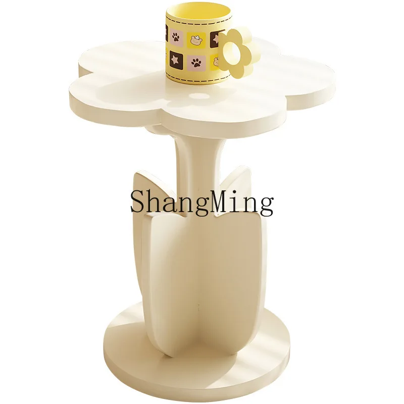 

CL Cream Style Stylish Bedside Table Minimalist Modern Living Room Bedroom Storage Floor Ornament Resin Camellia Lace Table