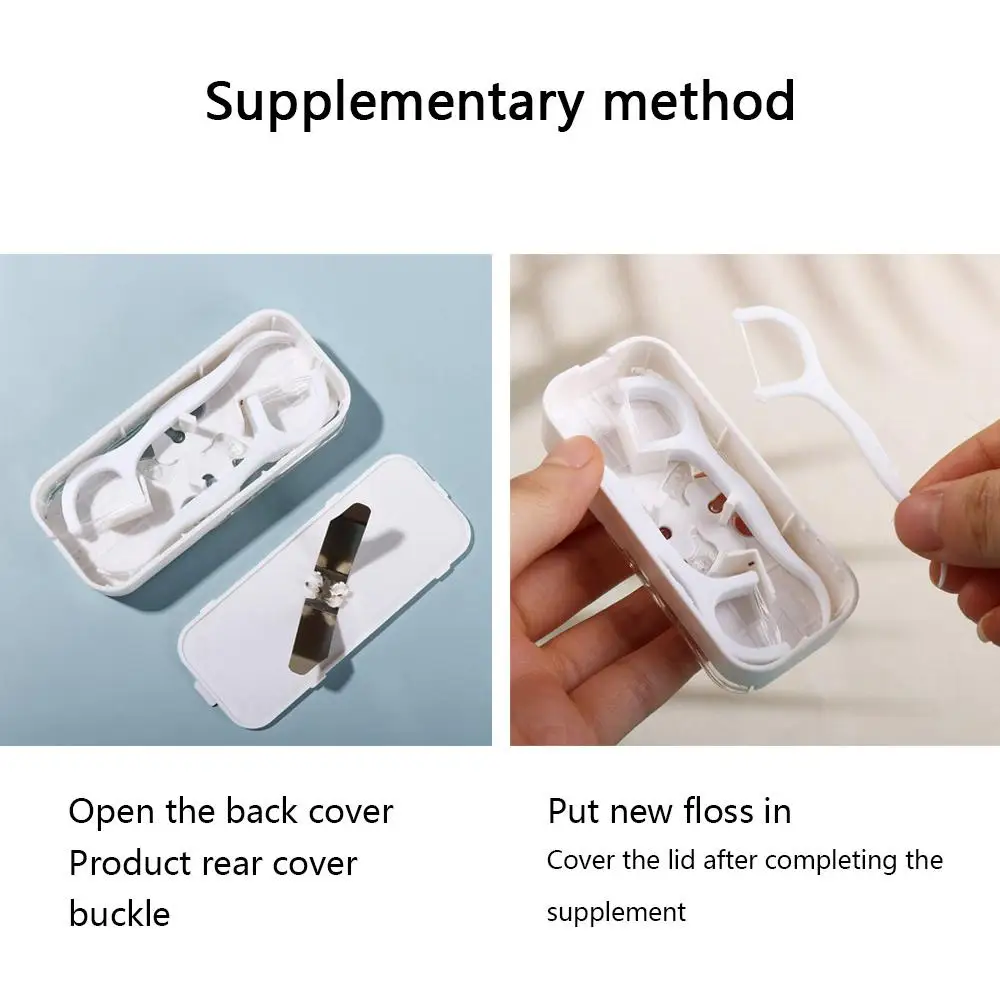 Dustproof with 12Pcs Teeth Flosser Dental Automatic Case Teeth Floss Storage Box Floss Pick Dispenser Teeth Flosser Stick