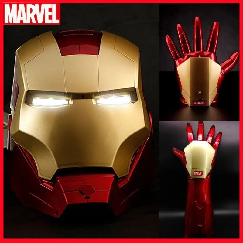 Marvel Avengers Iron Man Pvc Gloves Wearable Multifunction Luminous Cosplay Props 1:1 Action Figure Model Toys For Boy Gift