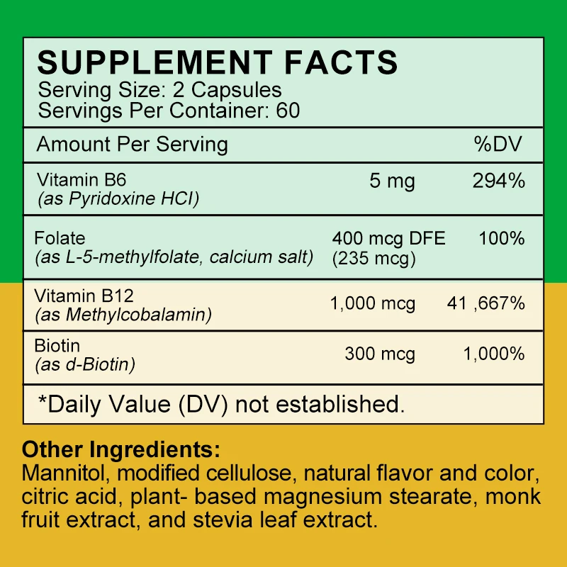 Vitamin B12 Capsule 1000 Mcg Methyl B12 with Organic Spirulina Supports Healthy Mood, Energy, Heart & Eye Health