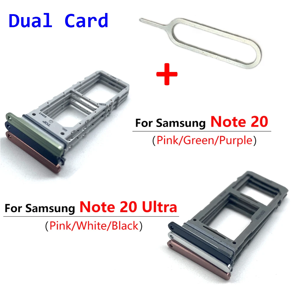 NEW Tested Dual Card Micro SIM Card Holder Tray chip slot drawer Holder Adapter Socket For Samsung S20 Note 20 Ultra + Pin