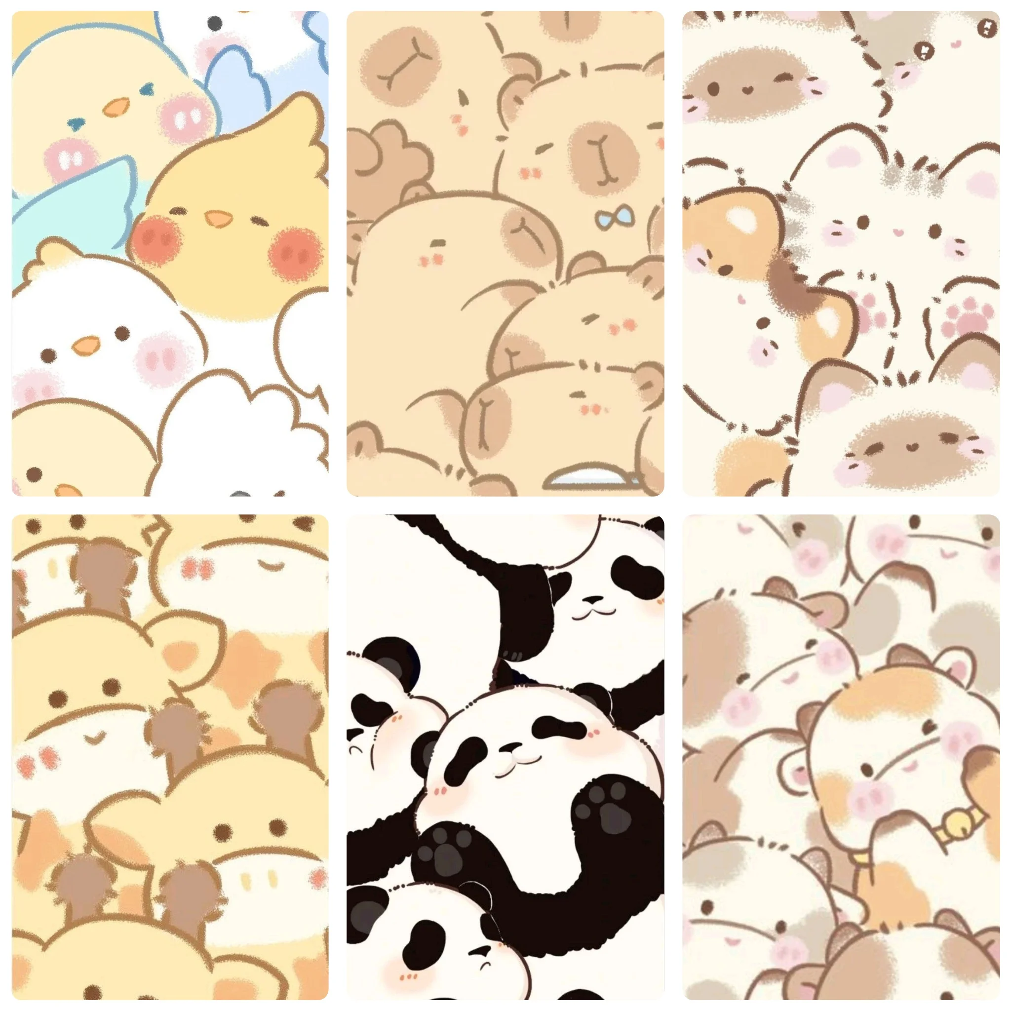 Cute Chubby Animal Diamond Painting, Soft Kawaii Cartoon Creatures, Warm Pastel Wall Art Decor for Bedroom