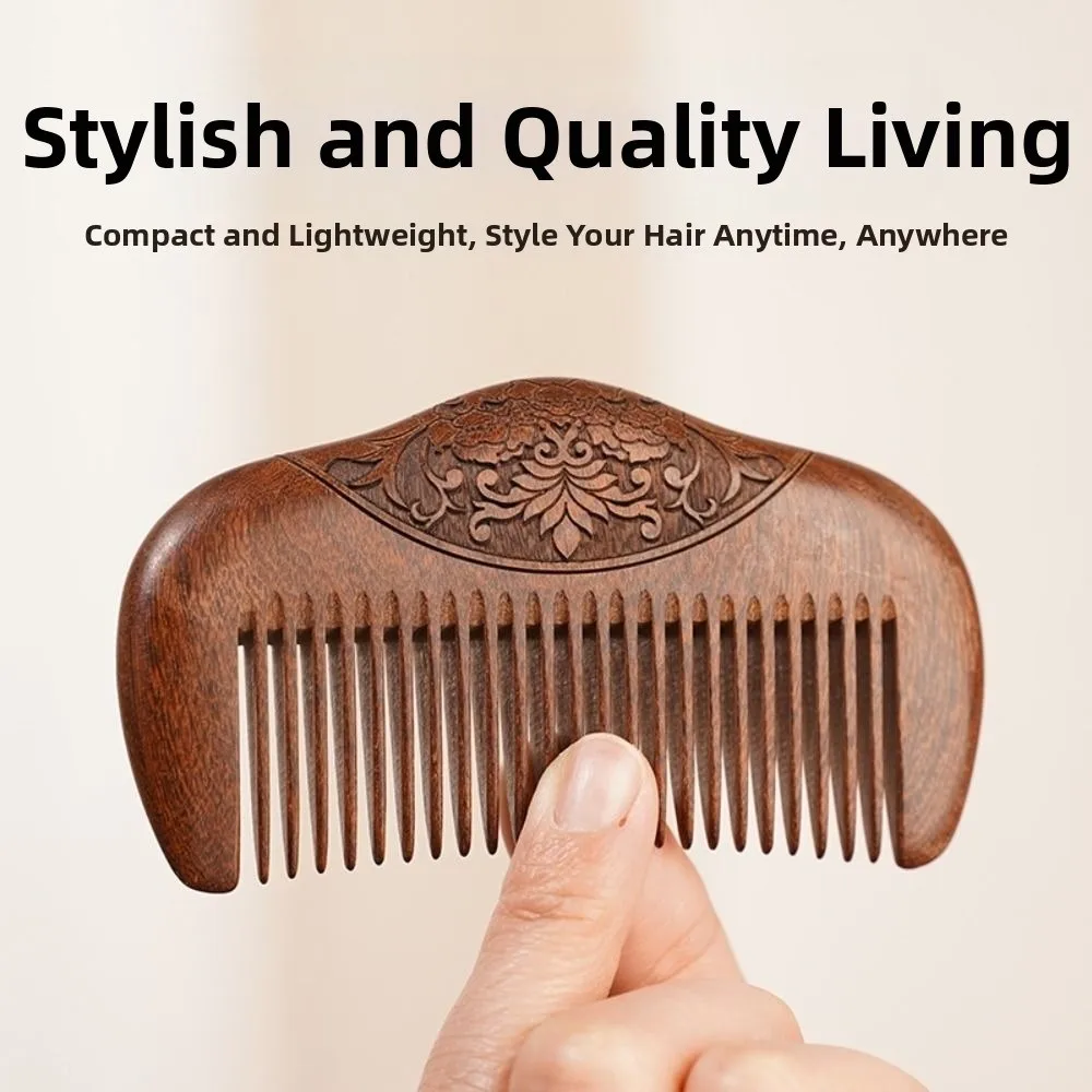 Hot Black Gold Sandalwood Pocket Wooden Comb Super Narrow Tooth No Static Lice Beard Comb Wood Combs Hair Styling