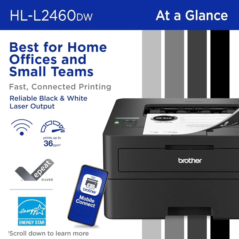 HL-L2460DW Wireless Compact Monochrome Laser Printer with Duplex, Mobile Printing image 2