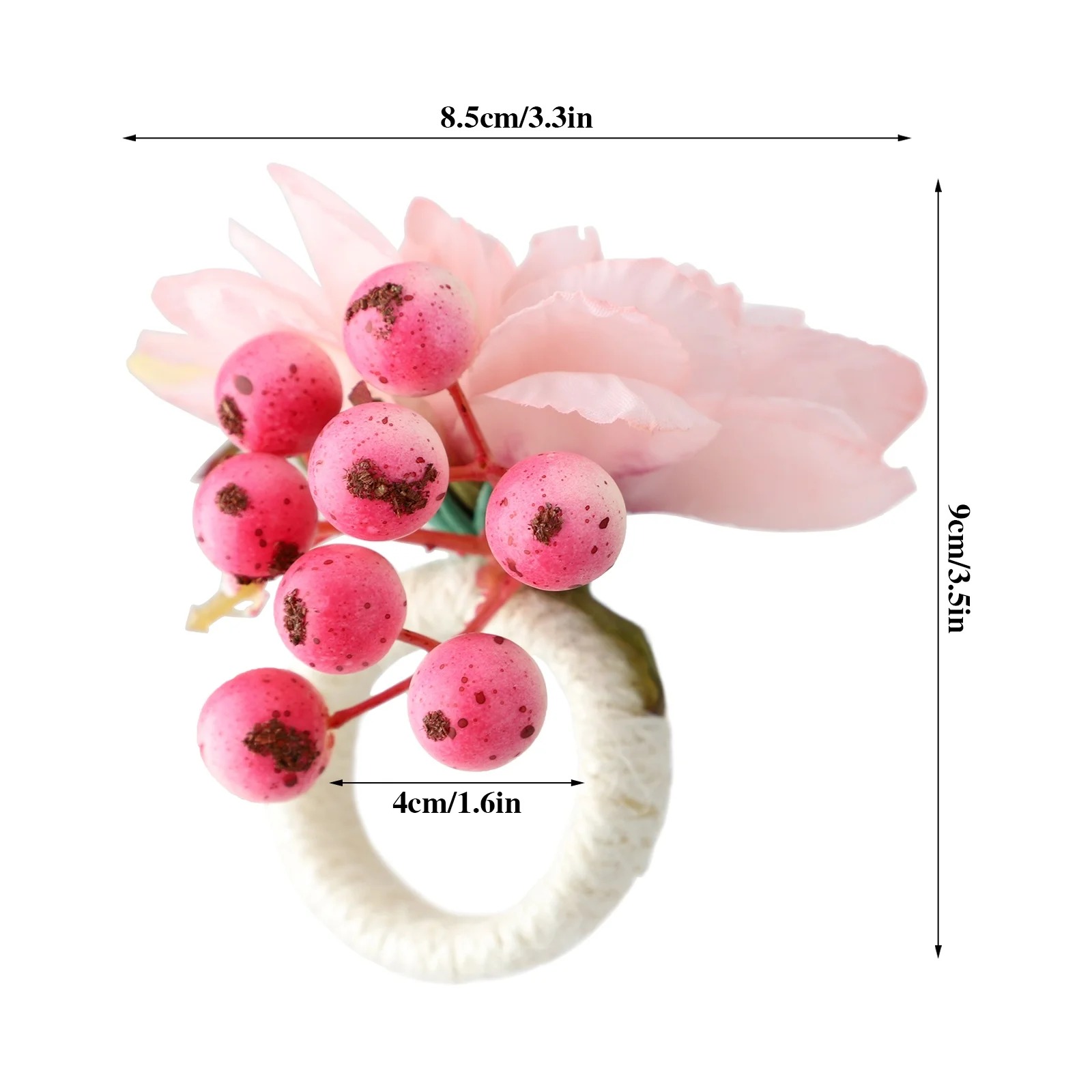 6PCS Flower Napkin Ring Decorative Floral Napkin Ring Holder Buckle for Wedding Birthday Party Banquet Dinner Table Pink Green