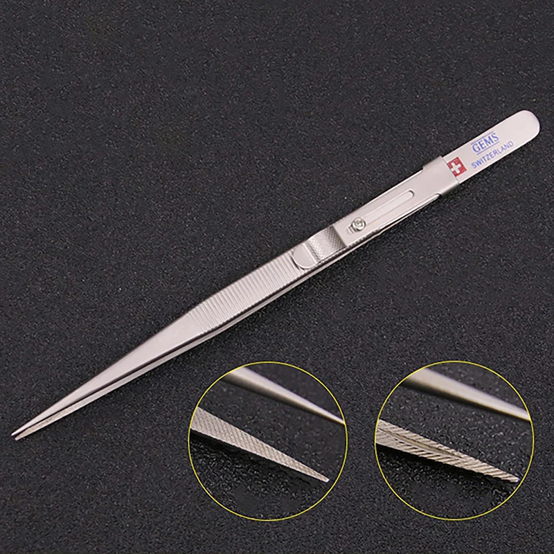 Grooved Tweezers Non-slip Diamond Tweezers Jewelry Tweezers Elastic Stainless Steel Gem Diamond Clips Durable Tools