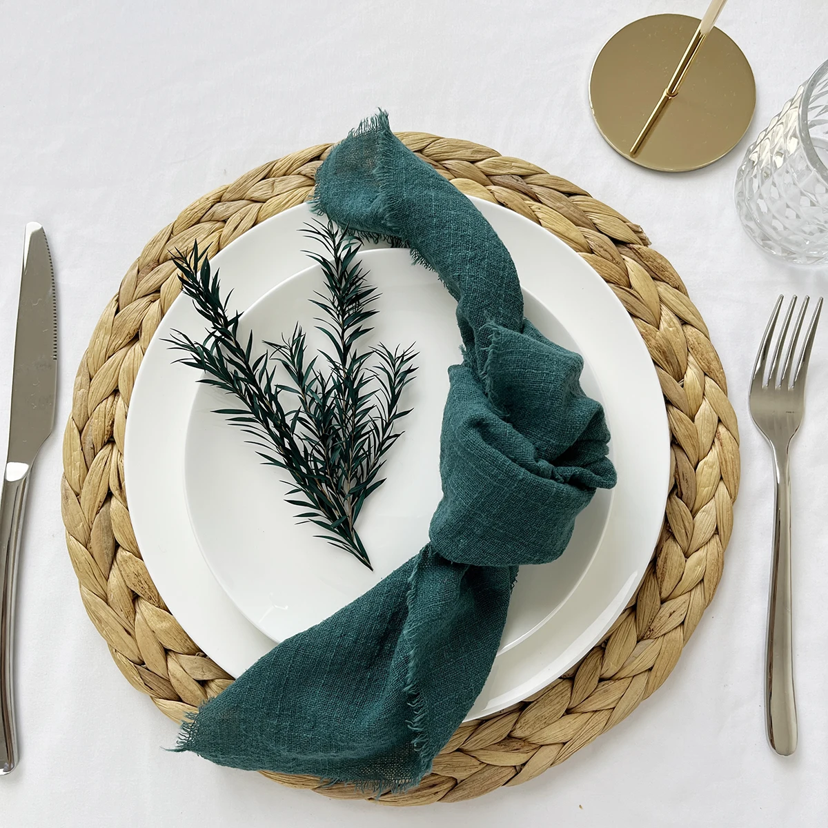 50pcs Wholesale Christmas Green Gauze Cotton Napkin Reusable Tea Towel Wedding Party Table Decor Retro Burrs napkins 42x42cm