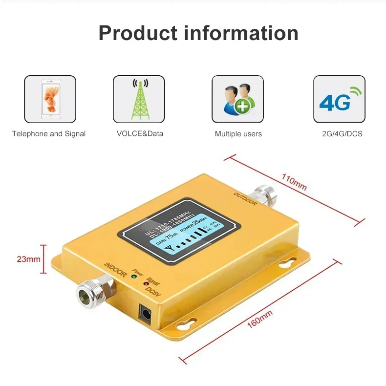 2025 مكاسب عالية 70dbi 2G 4G DCS 1800MHz الهاتف المحمول الخلوية الخلوية إشارة الداعم