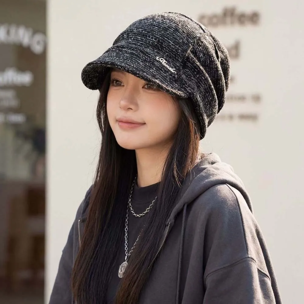 Visor Bonnet Hat Warm Slouchy Beanie Thick Soft Winter Warm Cap All Match Comfortable Knit Pullover Hat Outdoor