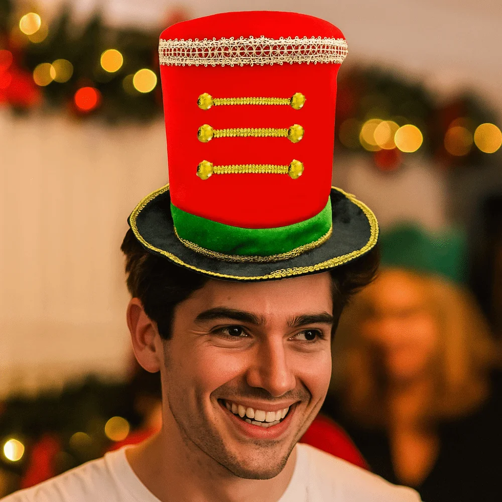 Plastic Christmas Welcome Hat Checkered Comfortable Glitter Sequin Christmas Hat Ornaments Breathable Christmas Party Cap
