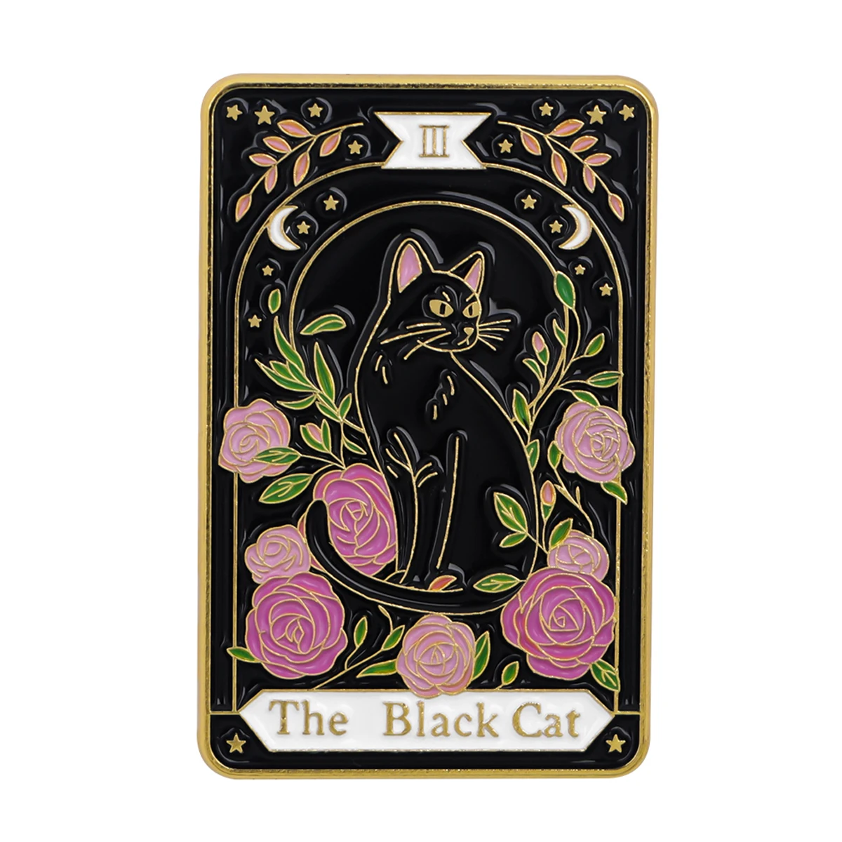 Black Cat Enamel Pin Vintage Flowers Brooch Pines Lapel Pins Badge on Backpack Clothing Accessories Animal Jewelry Friends Gifts