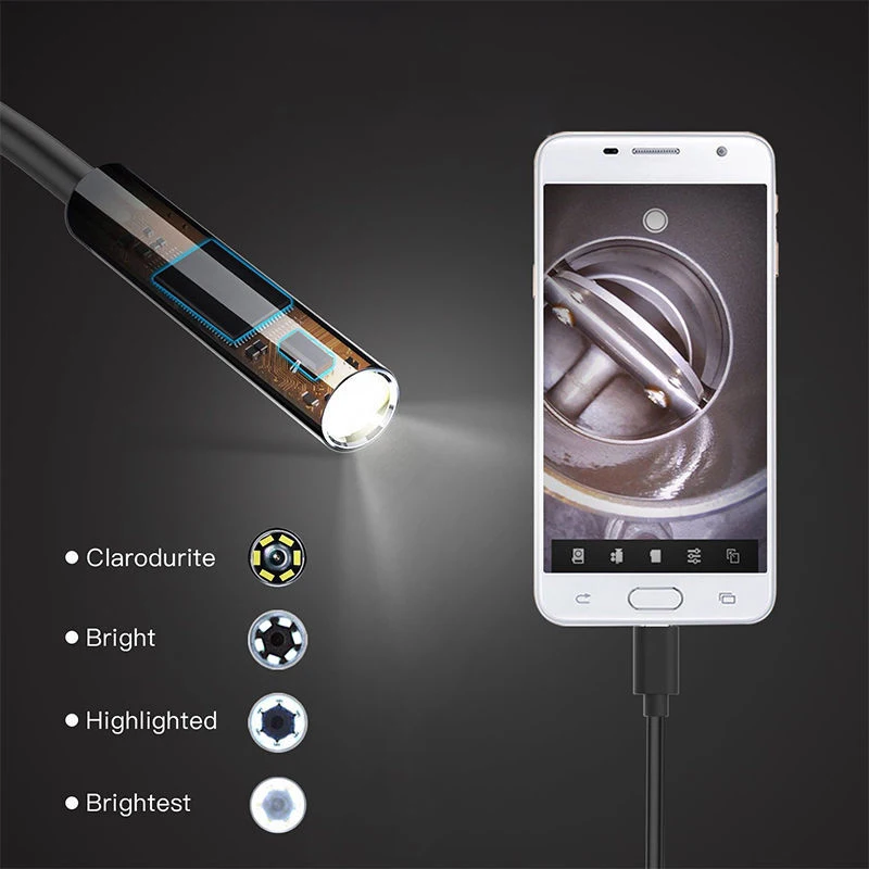 كاميرا فحص إضاءة LED مقاومة للماء ، كاميرا داخلية صغيرة ، نوع-C ، USB ، Borescopes ، سلك منظار ، 1 متر ، 2 متر ، m