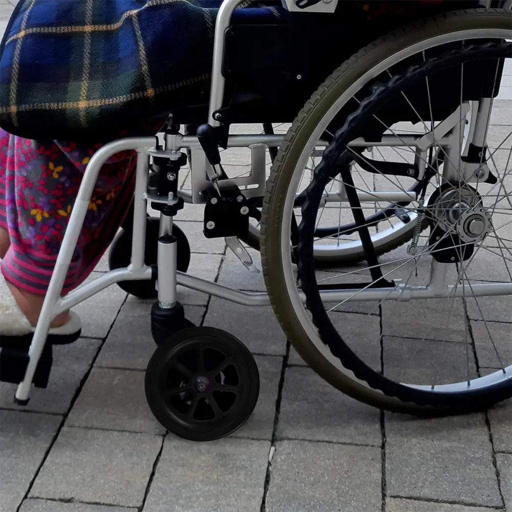 2Pairs Wheelchair Replacement Front Caster Wheels 7 Inch Solid Tire Anti Slip Smooth Rolling Walker Stroller Parts Accessories