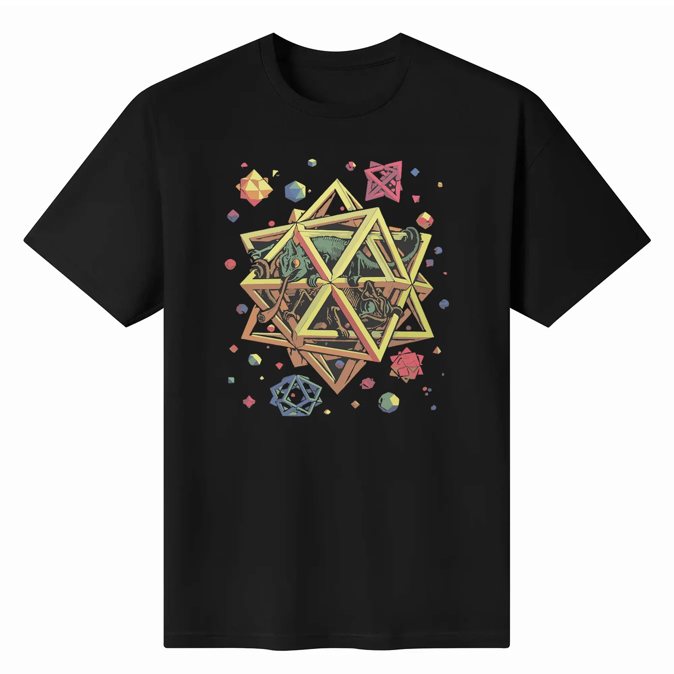 

Escher Stars T-Shirt Vintage Clothes Oversized T Shirt Sublime Animal Prinfor Boys Black T-shirts For Men