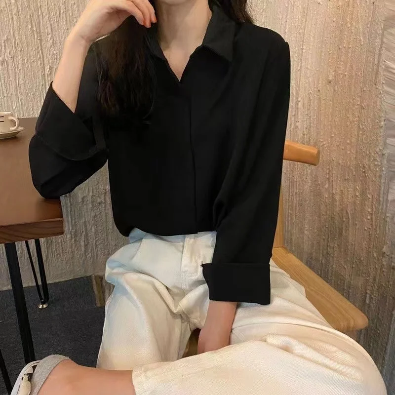 

Long Sleeve Shirts Womens Chiffon Printed Relaxed Fit Artsy Feminine Youthful Comfortable Romantic Daily Workwear Style