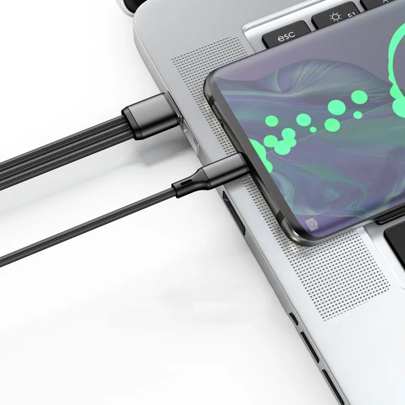 3 في 1 كابل شحن USB 3 Type-C 3 مايكرو USB الفاصل الحبل شحن سريع 6A للهاتف المحمول قوة البنك ماكينة حلاقة شحن معًا