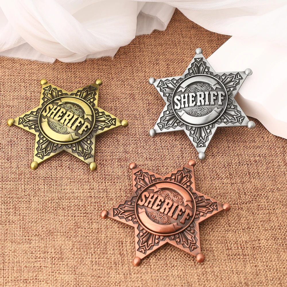 شارة شريف سداسية ستار المينا بروش عصري للجنسين دبوس ديكور الحفلات تأثيري الدعائم هدية الهالوين