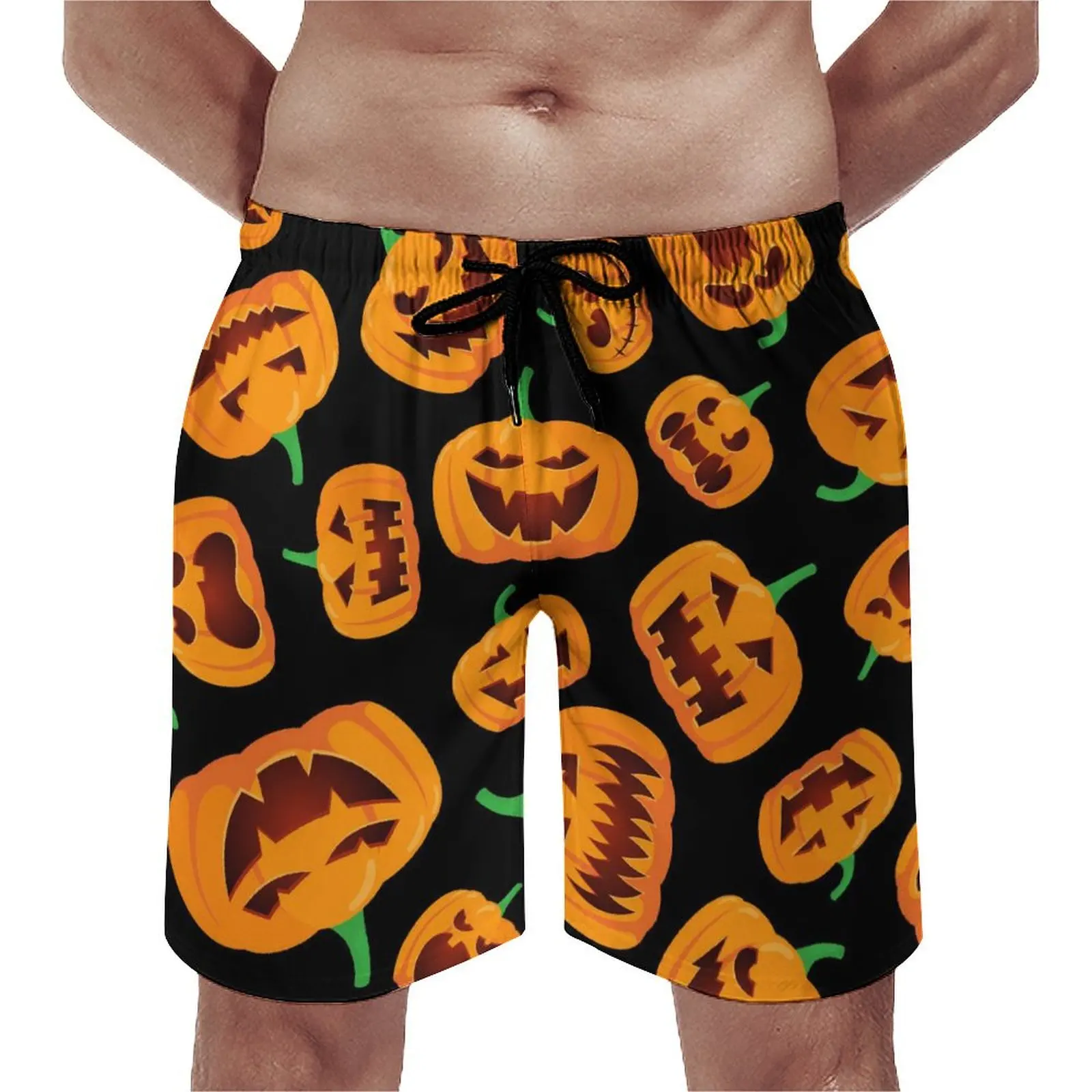 Happy Haunts Board Shorts Summer Funny Pumpkins Sports Board Short Pants Man Quick Dry Retro Design Large Size Swim Trunks