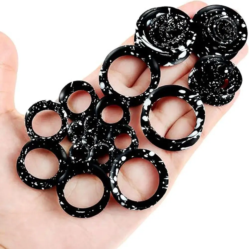 1/13Pairs Silicone Ear Tunnels Plugs for Ears Women Men Earrings Size 3mm-25mm Double Retainer Stretching Kit Starter Expander