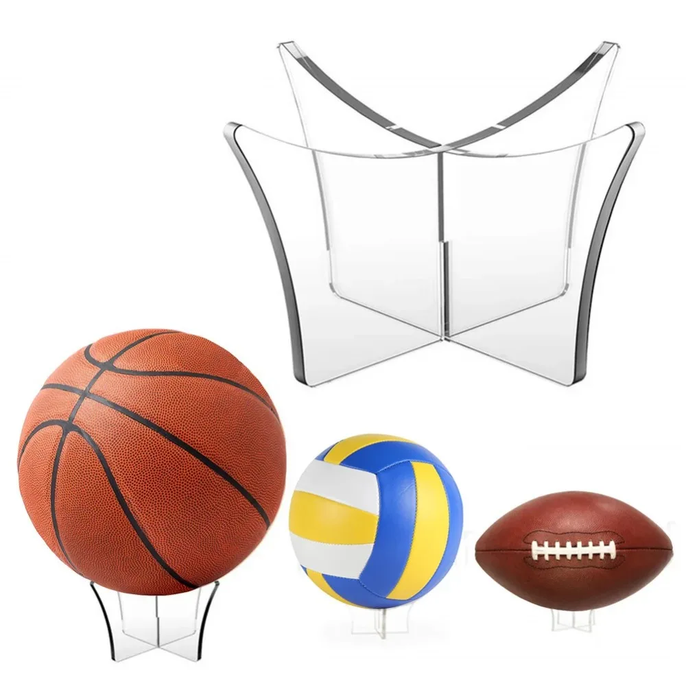 Porable Display Heavy Duty Acrylic Ball Stand Accessories for Basketball Football Soccer Rugby Bowling Display Holder