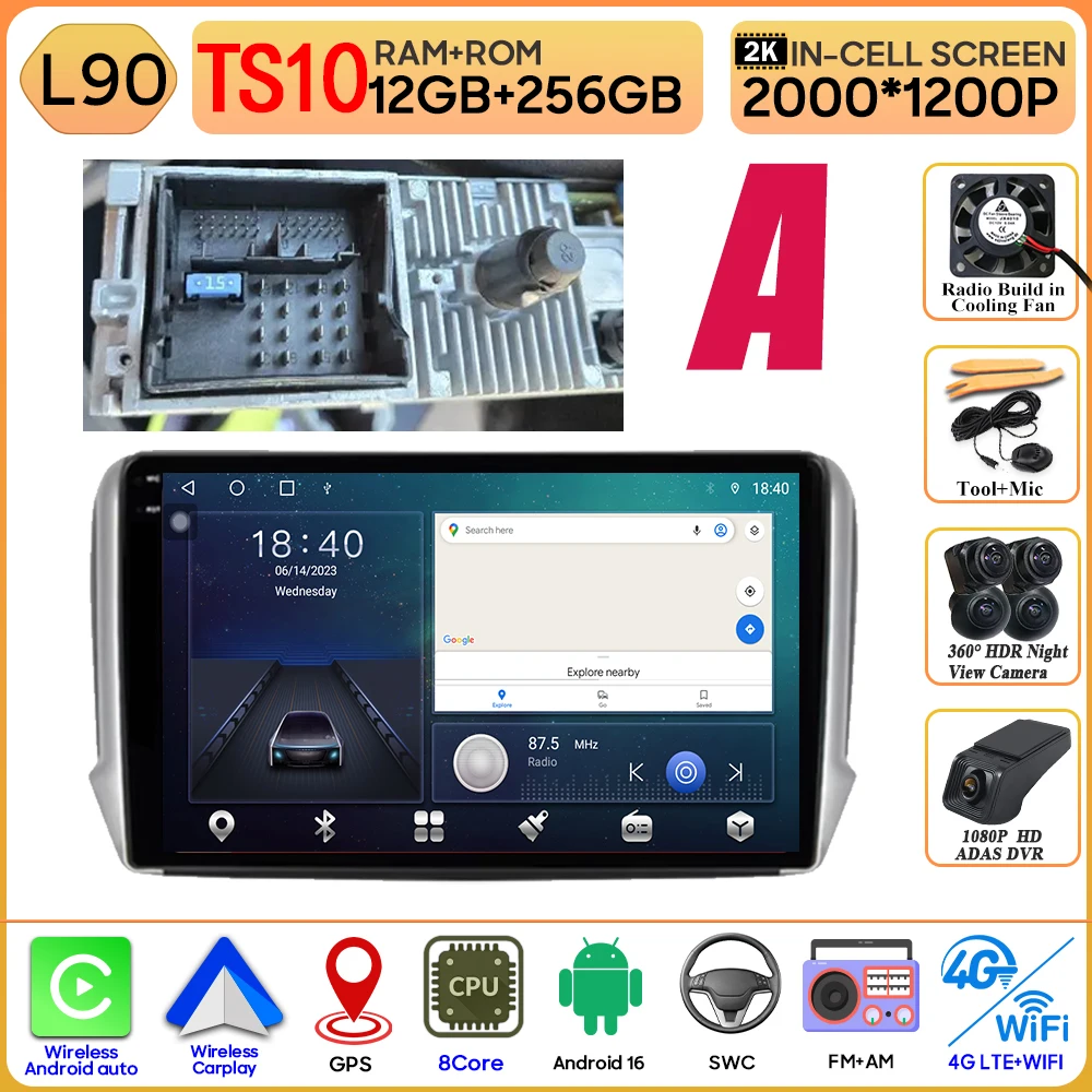 Android 16 GPS Navigatie Voor Peugeot 2008 208 Serie 2012 - 2018 Carplay Autoradio Multimedia Speler Stereo Video BT 2 k Scherm