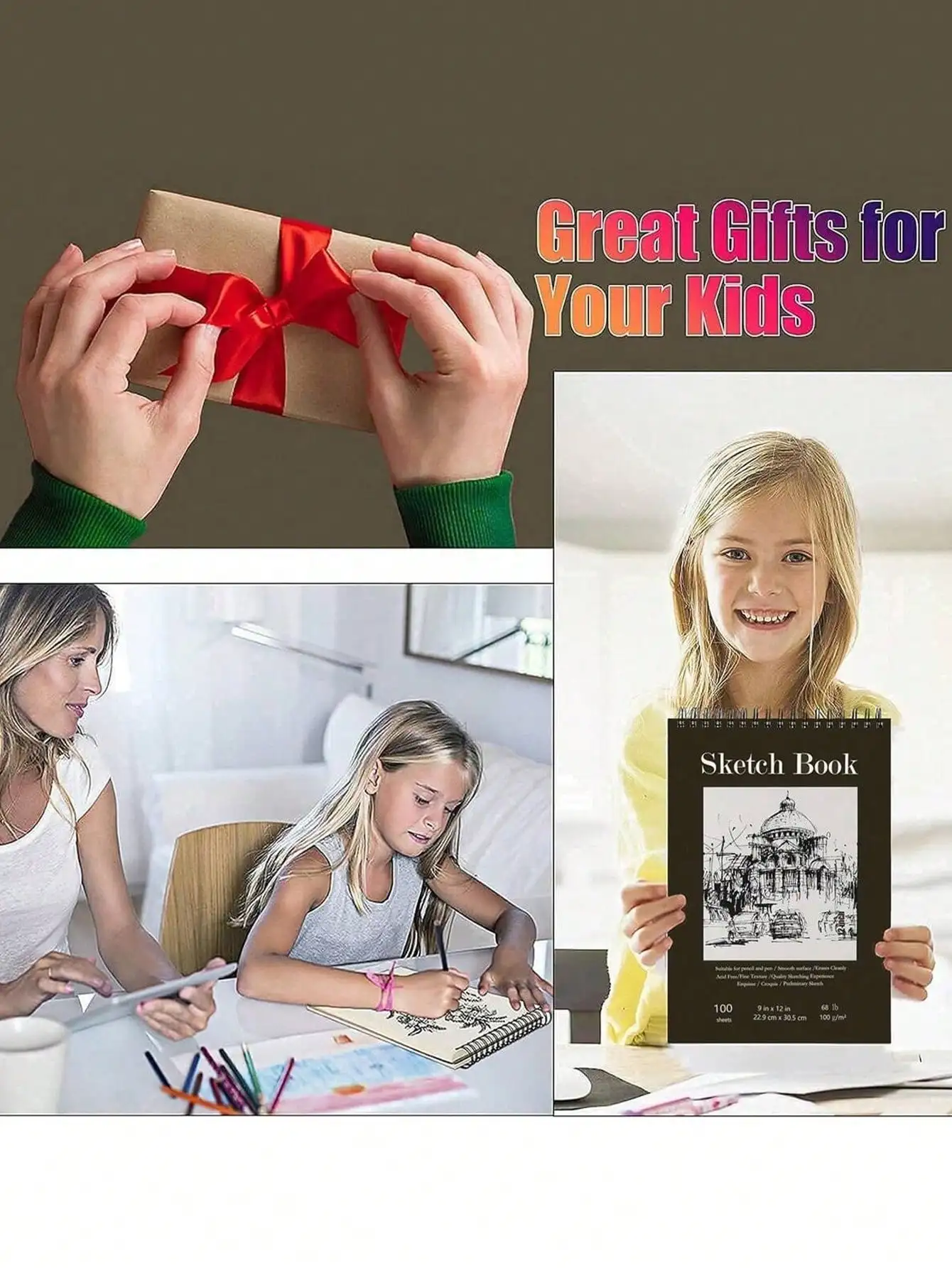 100枚入りスパイラル綴じスケッチブック – 学生やアーティスト向けの無酸性アートパッド