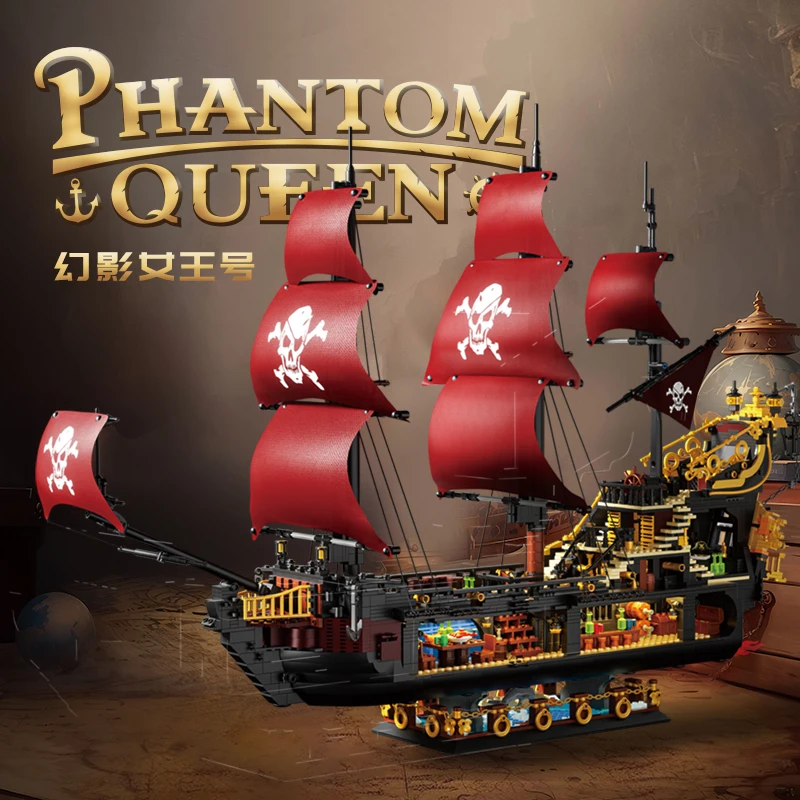 

3399pcs/set Building Blocks Phantom Queen pirate ship Model Bricks set toys Diy Desktop ornaments Children Gift boys girls