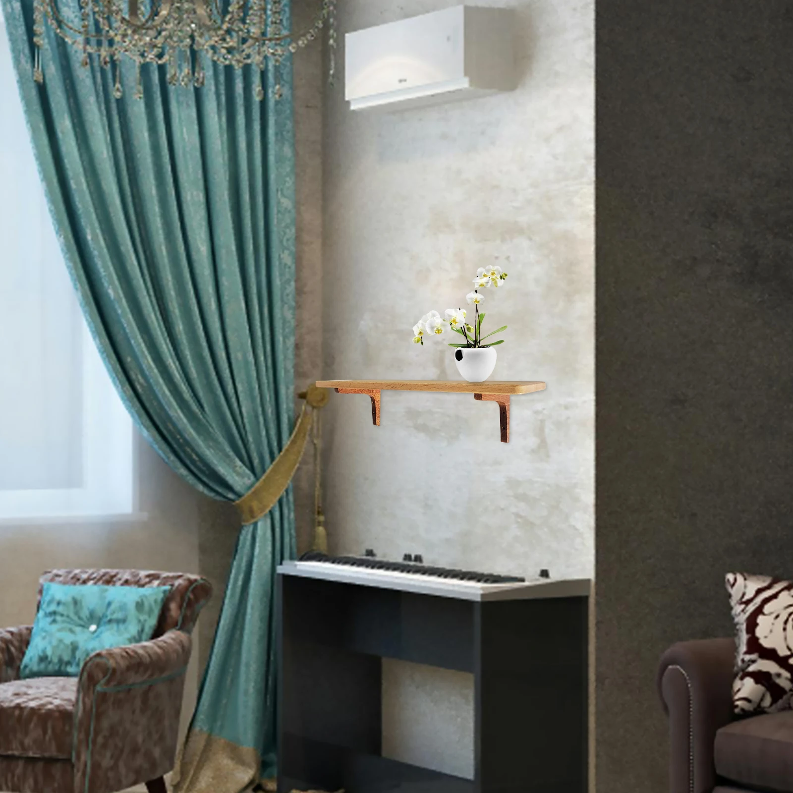 L دعامة زاوية الثقيلة رف معلق دعم رف خشبي قوس لرفوف خزانة الكتب على الحائط منضدة بين قوسين