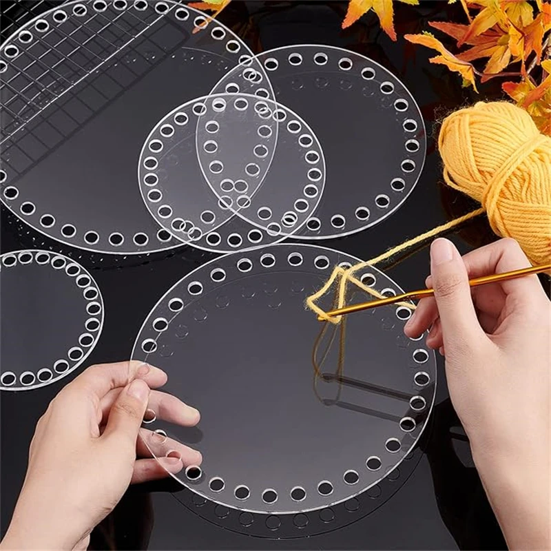 2Pcs 10/12/15/18/20cm Transparent Acrylic Bottom Crochet Bag Making Bottom Mat Cushion Purse Pad Bottom Base DIY Bag Accessories
